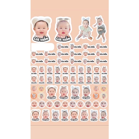 Sticker in hình bé dán bình sữa, vật dụng, ốp điện thoại ba mẹ