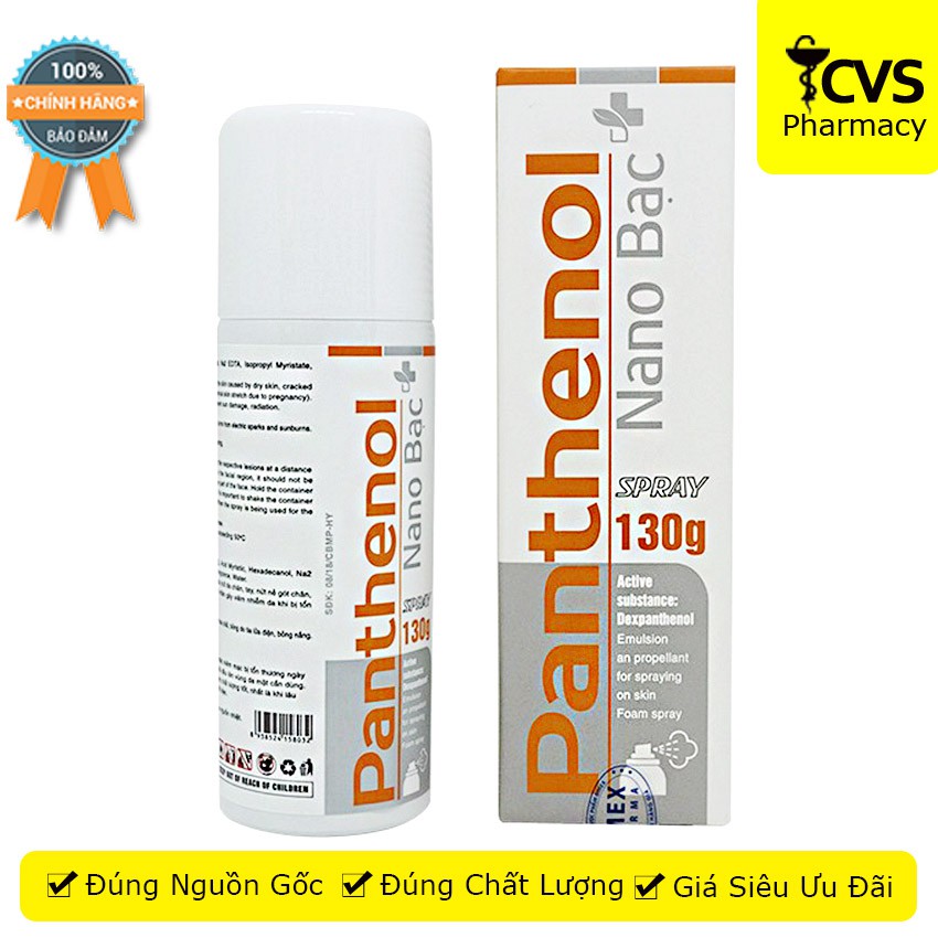 Xịt bỏng Panthenol Spray Nano Bạc (130g) - Làm lành vết thương - cvspharmacy