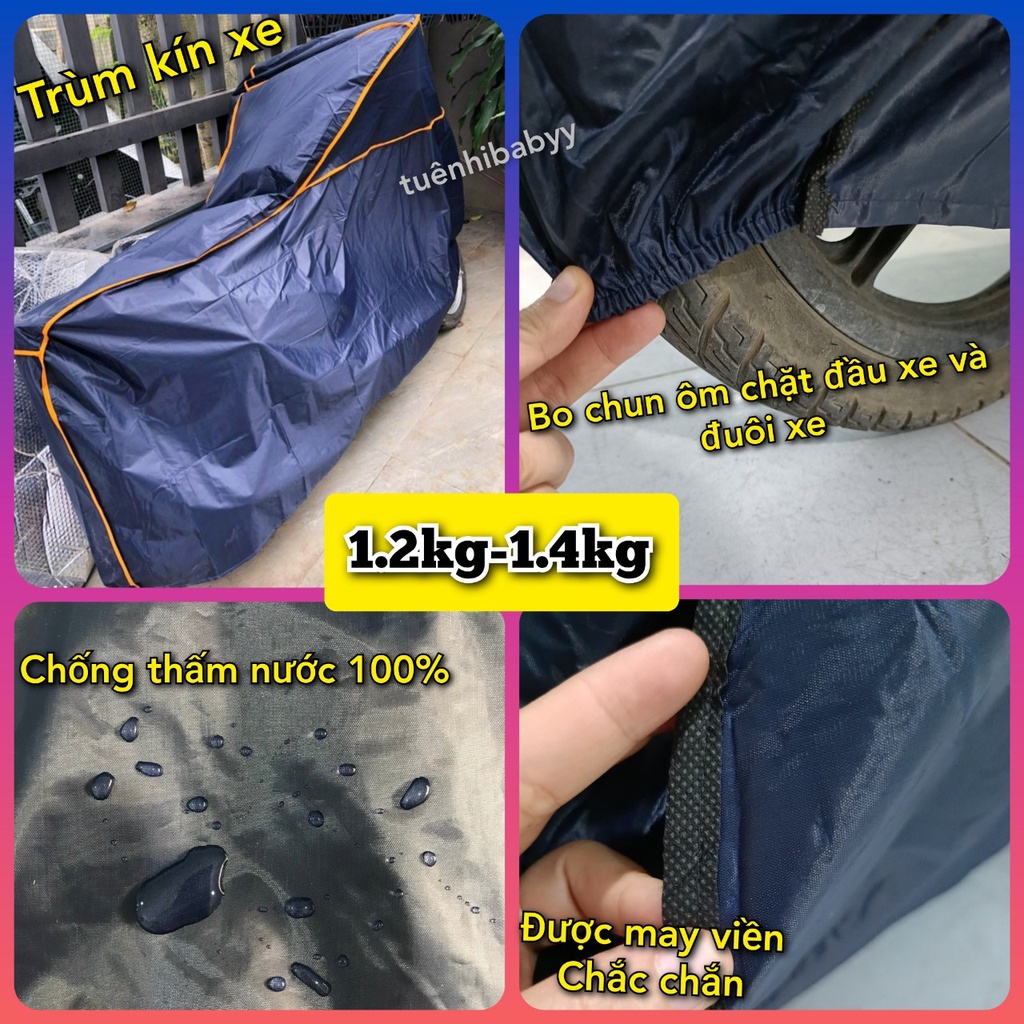 Bạt Phủ - Áo Trùm Xe Máy Cao Cấp Vải Dù Dày 2 Mặt Che Nắng, Mưa Giữ Xe Luôn Như Mới