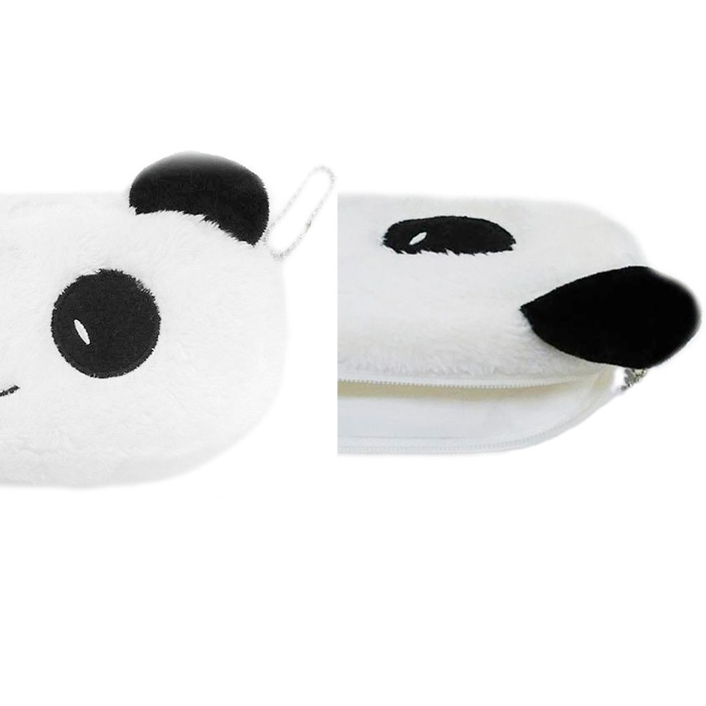 Túi bông mềm mại đựng bút đồ dùng trang điểm họa tiết gấu trúc có khóa kéo dễ thương