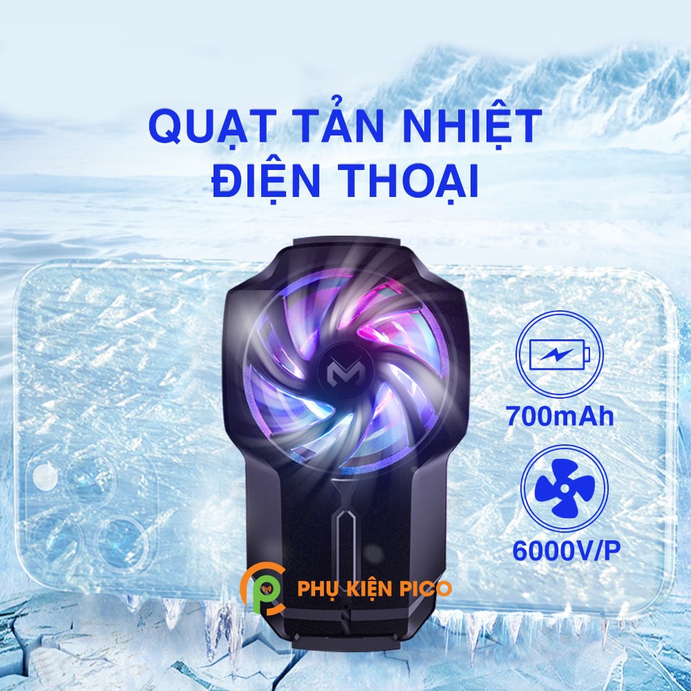 Quạt tản nhiệt điện thoại chính hãng Memo FL05 pin 700mAh tốc độ quạt 6000 vòng/ phút