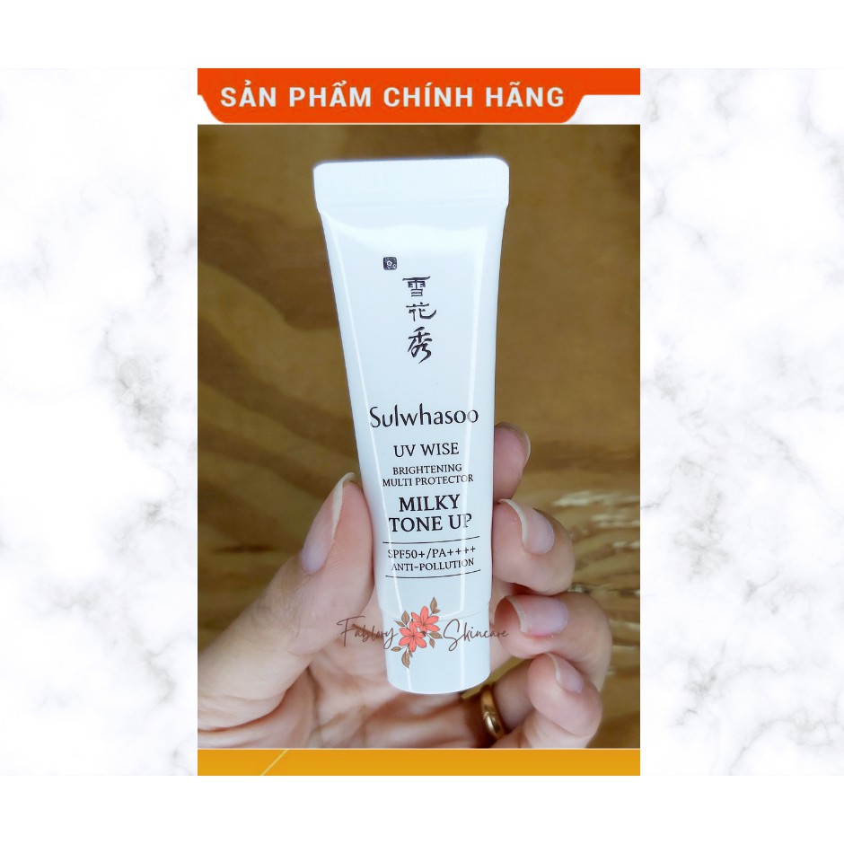 Kem chống nắng SULWHASOO MILKY TONE UP 10ml nâng tông nhẹ, trắng hồng, chống ánh sáng xanh và bụi mịn hiệu quả