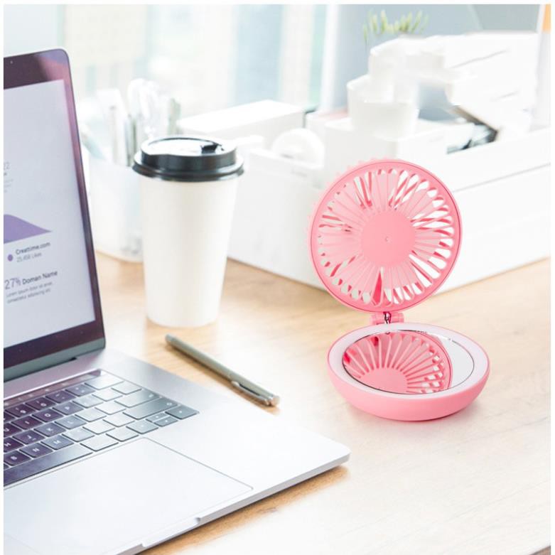 Quạt Mini A8 Có Gương Soi Tiện Lợi Siêu Xinh- Tặng kèm cable sạc pin và dây đeo -Hàng chính hãng | BigBuy360 - bigbuy360.vn