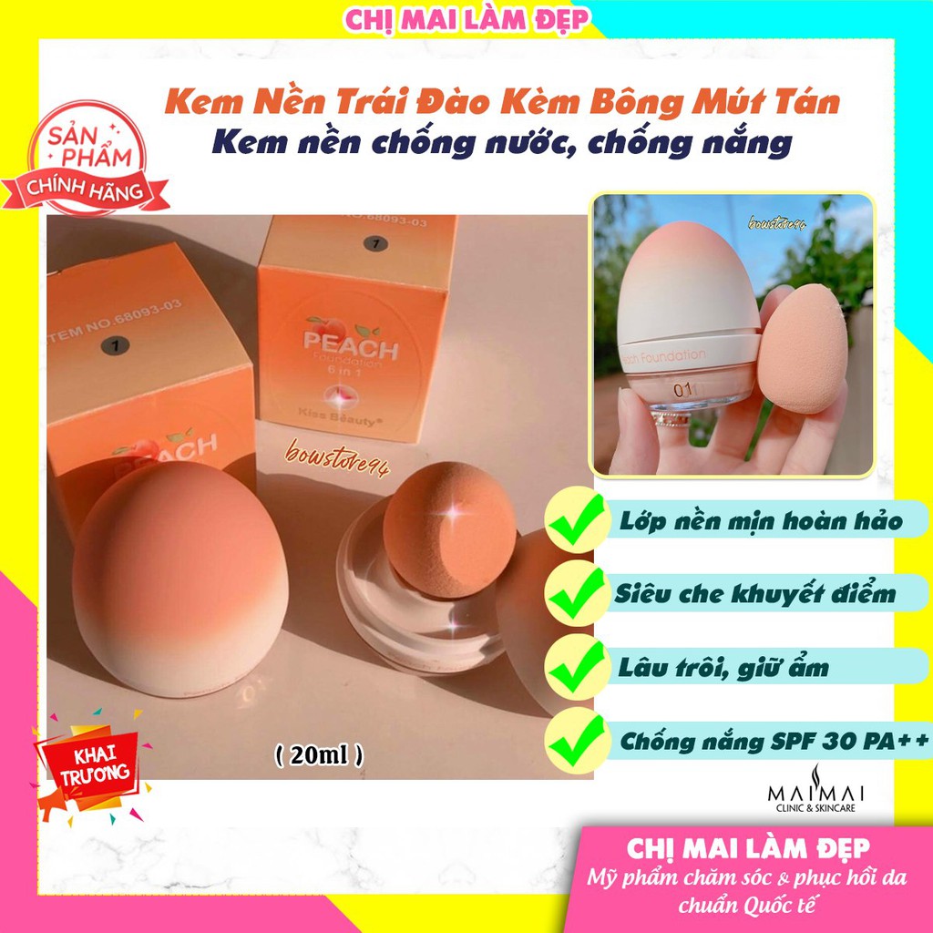 Kem Nền Trái Đào Kèm Bông Mút Tán Cao Cấp