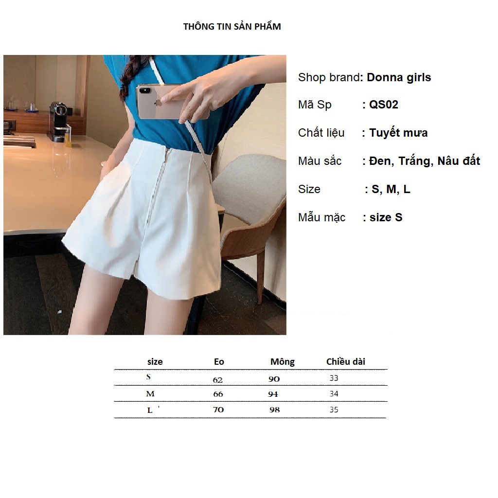 Quần short nữ Ulzzang lưng cao gen bụng khóa trước siêu xinh QS02