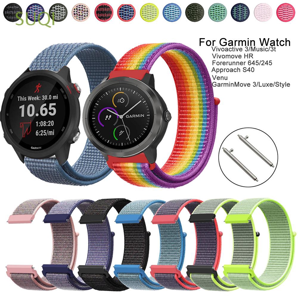 Dây Đeo Sợi Nylon 20mm Cho Đồng Hồ Thông Minh Garmin Vivoactive 3 Vivomove Venu Forerunner 645 245