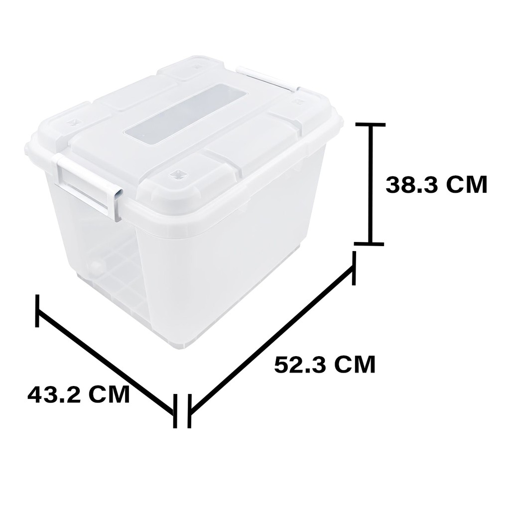 HomeBase STACKO thùng nhựa đựng đồ có nắp Thái Lan W52.3xD43.2xH38.3 Cm 60L Trắng trong