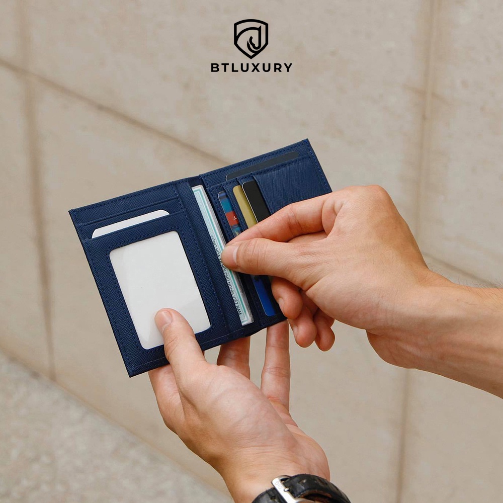 Ví Nam STONE da Saffiano Cầm Tay Mini Đựng Thẻ Cao Cấp Chống Nước Thương Hiệu BTLUXURY