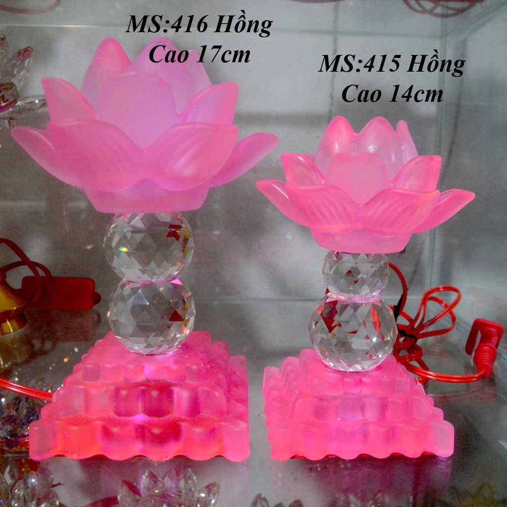 Cặp Đèn lưu ly điện bóng led tự động đổi 7 màu thờ cúng bàn thờ