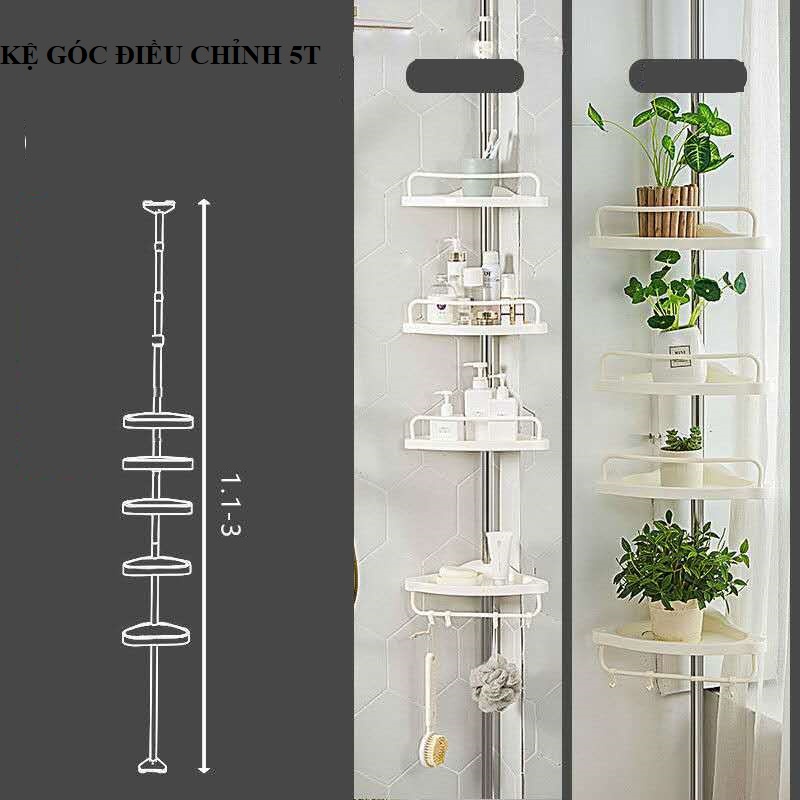 (FREESHIP) Kệ để đồ góc tường nhà tắm 4,5 tầng có thể điều chỉnh độ cao, kệ để đồ đa năng nhập khẩu