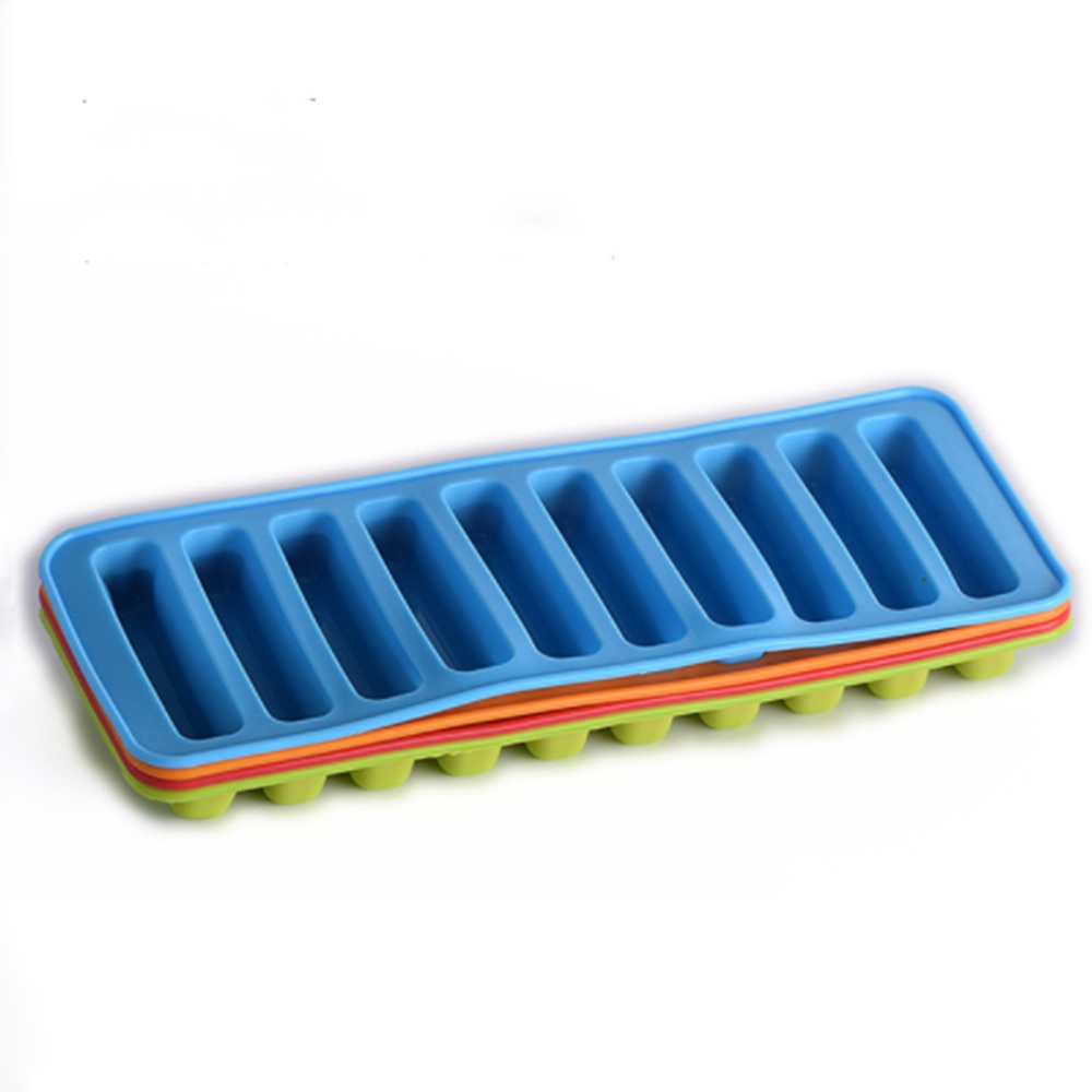 10 Lỗ Silicone Kem Moulds Dài Ngón Tay Cái Thanh Socola Khuôn Bánh Hình Thú Ổ Bánh Kẹo Khay Đá Dây Popsicle Bánh DIY