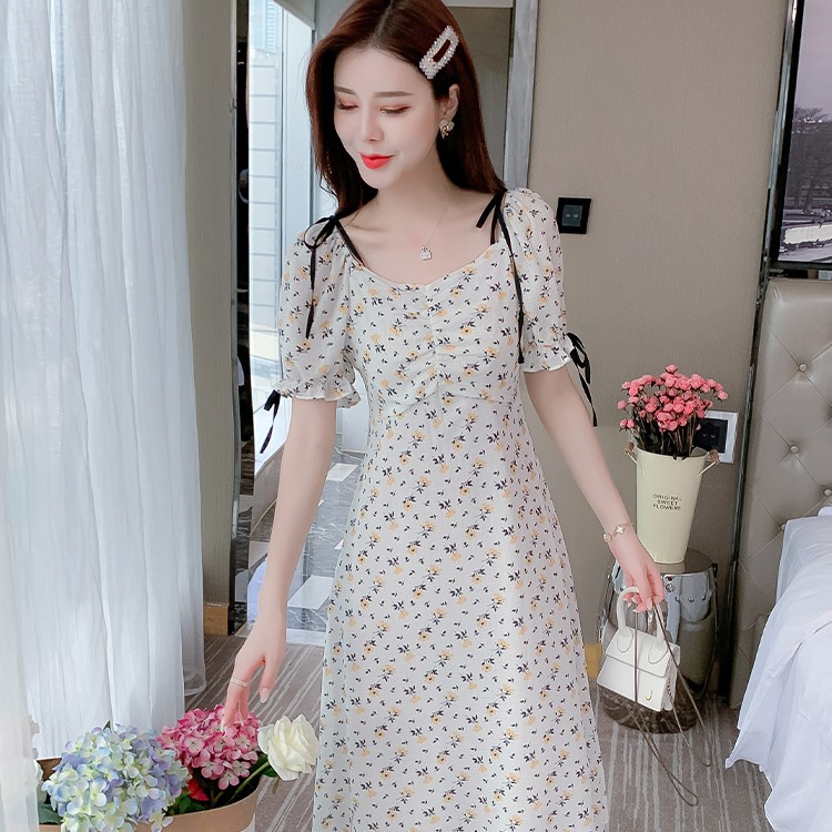 HIIXIIVI Đầm dài ngắn tay dáng ôm phong cách Hàn Quốc thời trang mùa hè mới 2021 dành cho nữ