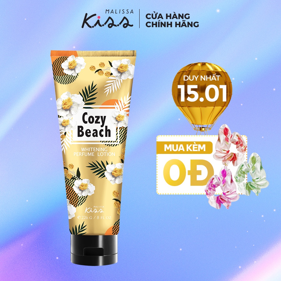 Sữa Dưỡng Trắng Da Toàn Thân Hương Nước Hoa Malissa Kiss Hương Cozy Beach 226g