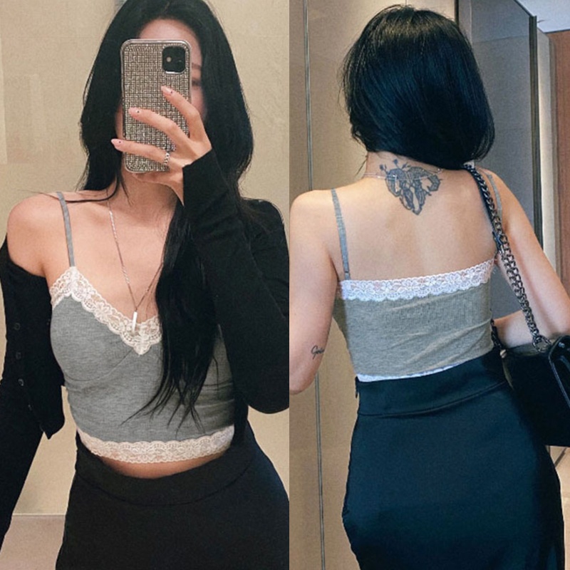 Áo Croptop Hai Dây Cổ Chữ V Hở Lưng Màu Sắc Thời Trang Cho Nữ
