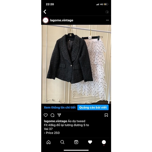 Áo khoác tweed 2hand