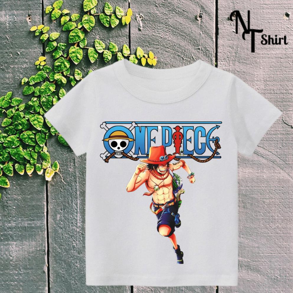 Áo phông bé trai và bé gái, Áo thun trẻ em in hình One Piece Luffy, Áo cotton xuất xịn mặc mát mịn hình in chất lượng 14
