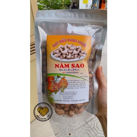 Hạt điều rang muối Năm Sao - Điều Nguyên vỏ - 500G