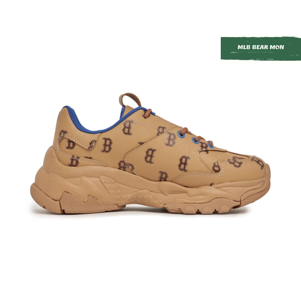 Giày MLB Big Ball Chunky Monotive Boston Red Sox Màu Nâu Logo Chữ B màu xanh dương 3Ashmnp3N-43Brn