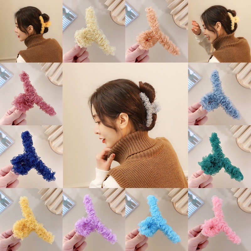 Kẹp tóc hàn quốc phối vải voan