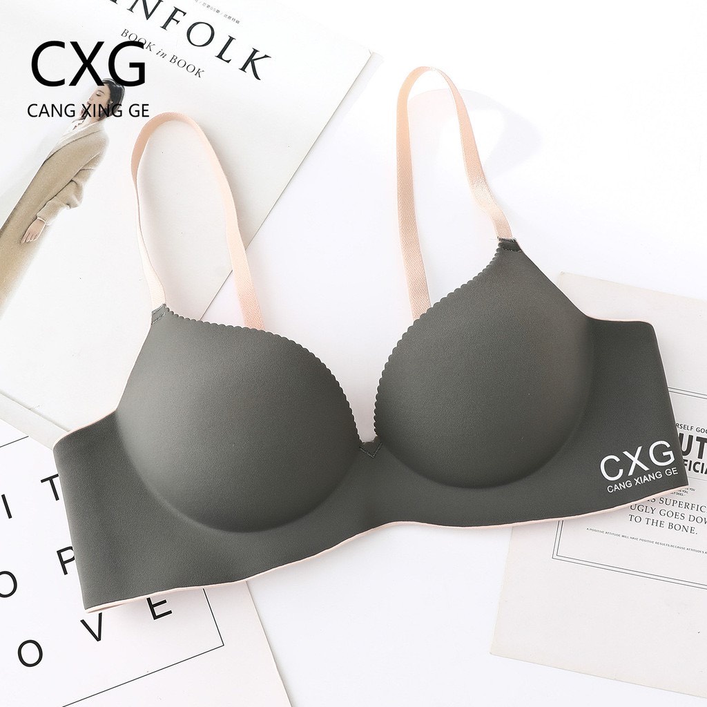 Áo lót nữ su đúc CXG không gọng, nâng ngực phối màu quai chip bra, áo ngực su đúc A20