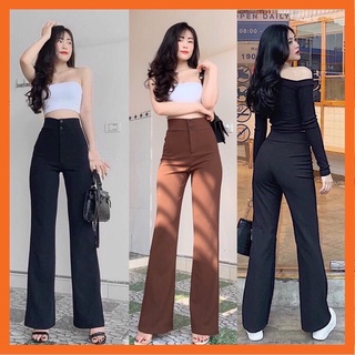 Quần Tây ống loe nữ [Ảnh thật] quần ống đứng cạp cao 2 cúc cao cấp [QN65]