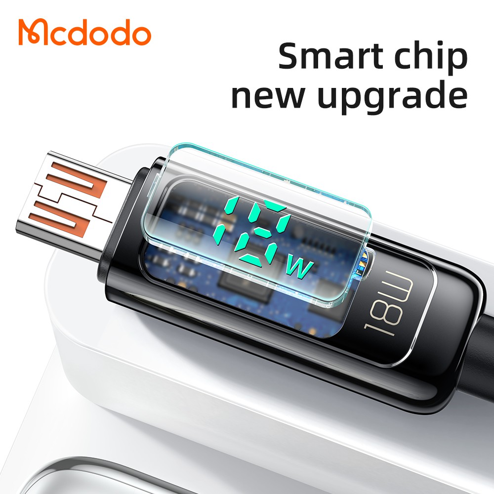Mcdodo Micro USB 18W Digital Display QC 3.0 /4.0 Quick Charge Cable For android mobile phone