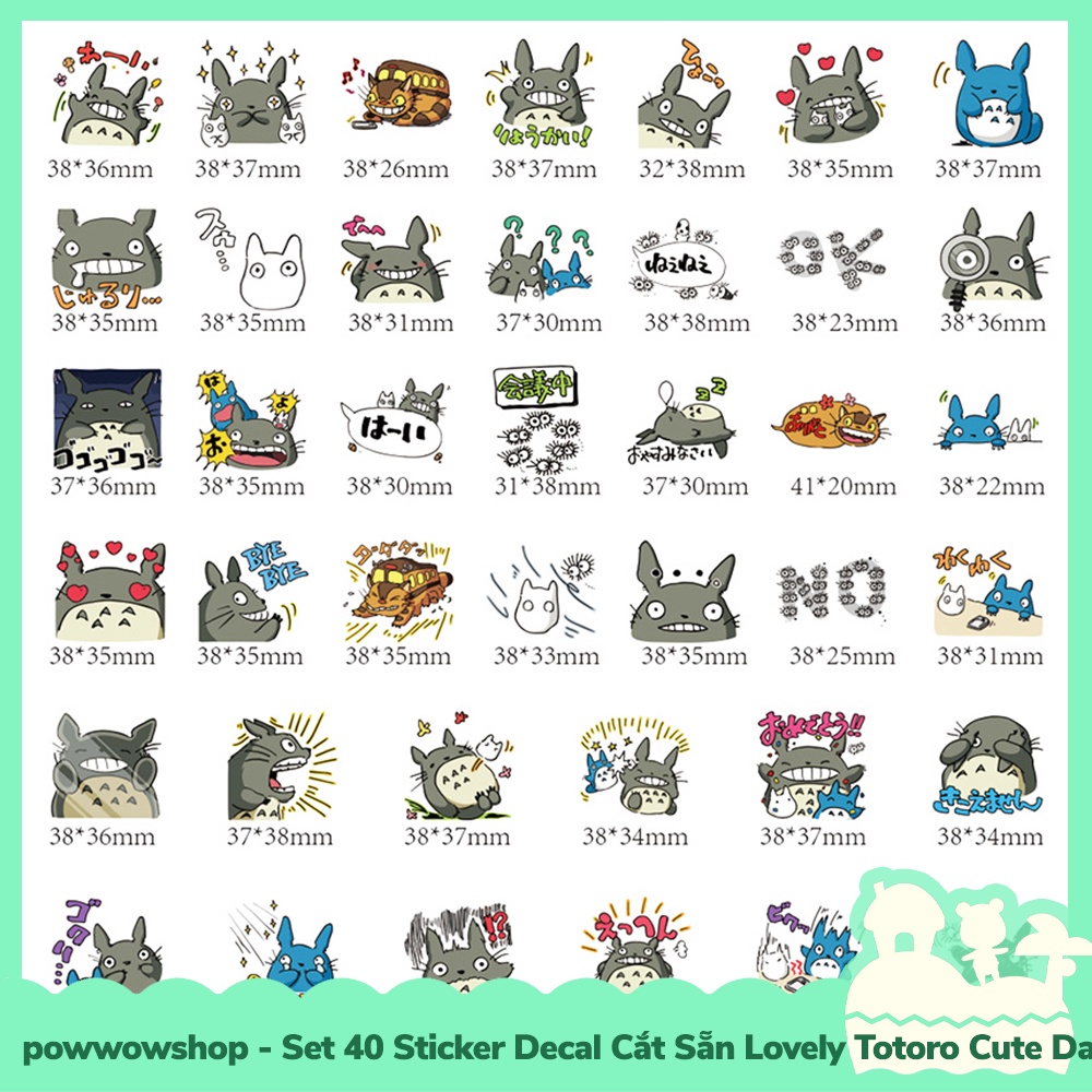 [Sẵn VN - Hỏa Tốc] Set 40 Sticker Mini Decal Dán Trang Trí Vật Dụng Mẫu Lovely Totoro Cute Days