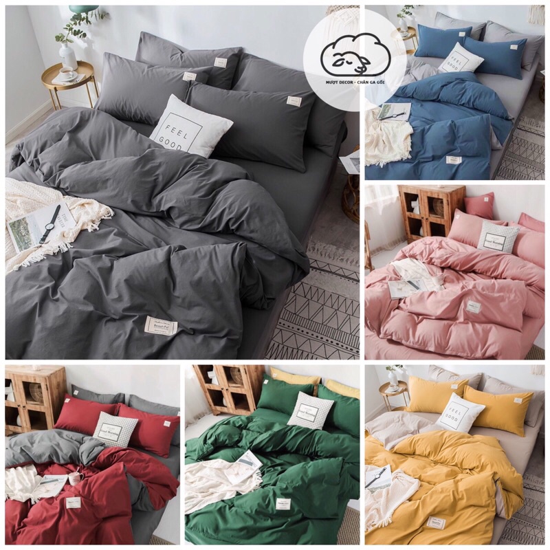 Bộ Chăn Ga ❤️ cotton đũi đủ size đệm cotton tici hàn quốc dùng được hai mặt Mượt Decor nhập khẩu