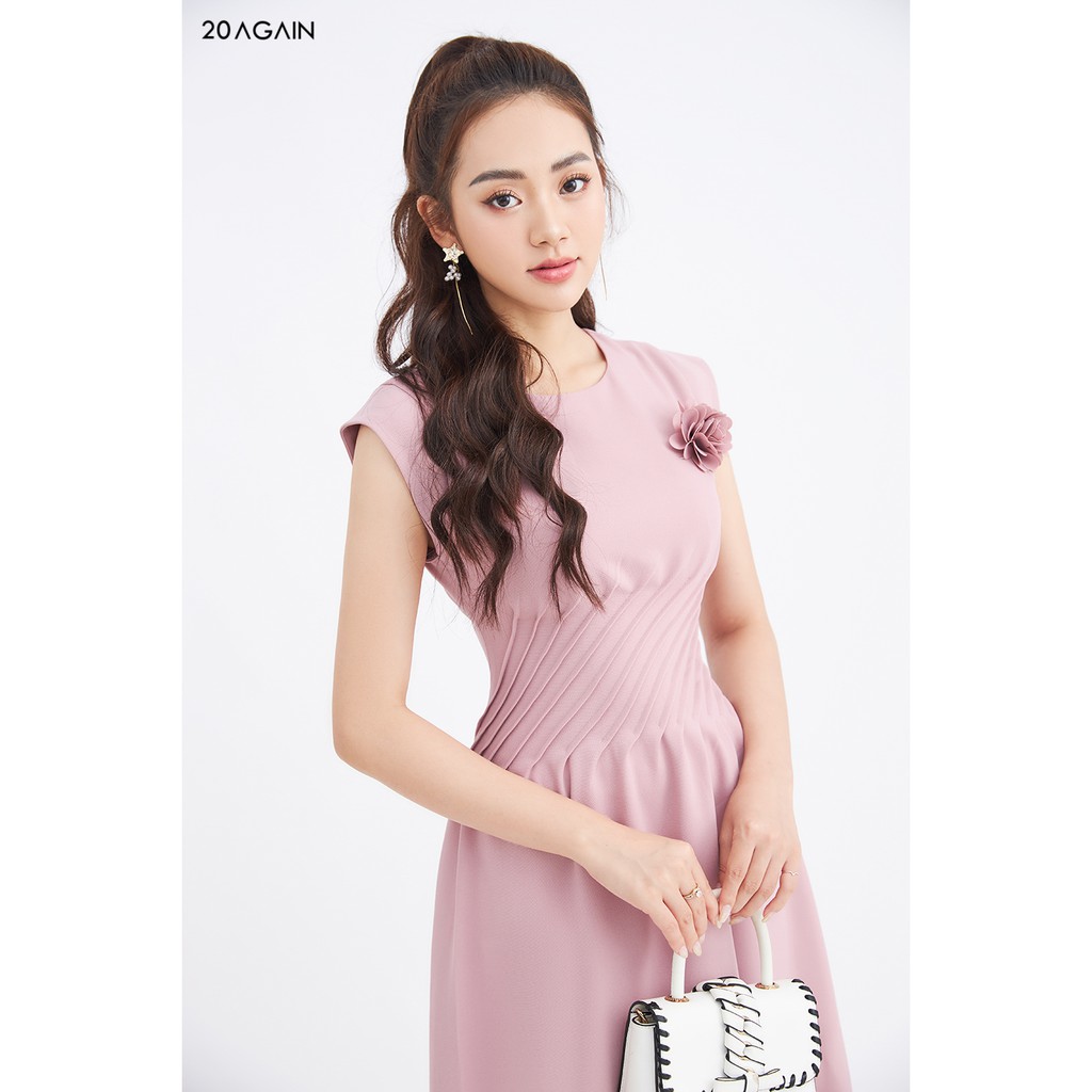 Đầm xòe chiết eo 20AGAIN DEA1200, đầm công sở thanh lịch, tôn dáng | BigBuy360 - bigbuy360.vn