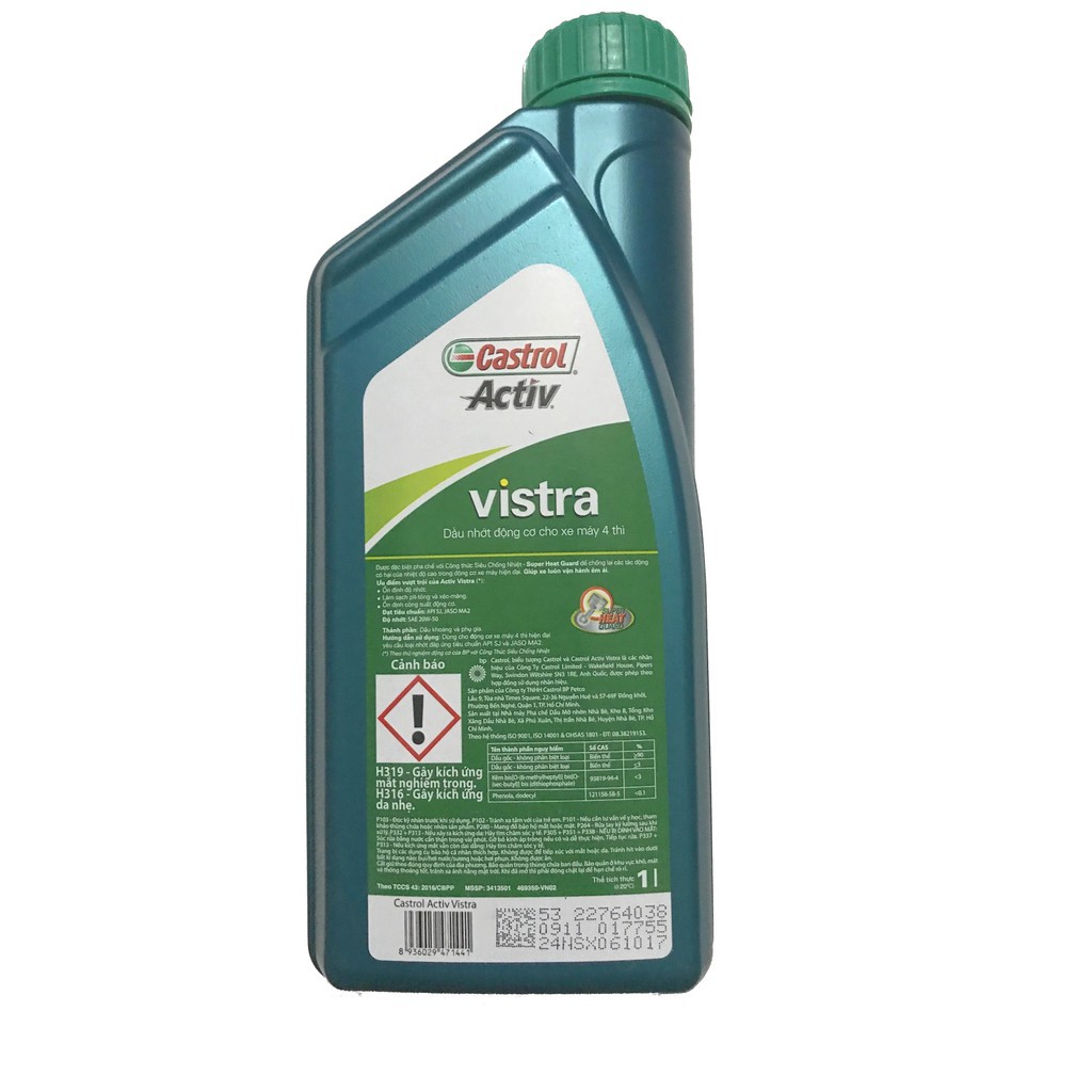 (Hàng chính hãng) Dầu nhớt xe số 0.8 ml Castrol Activ Vistra 4T 20W50 - nhớt xe máy - cung cấp được vat