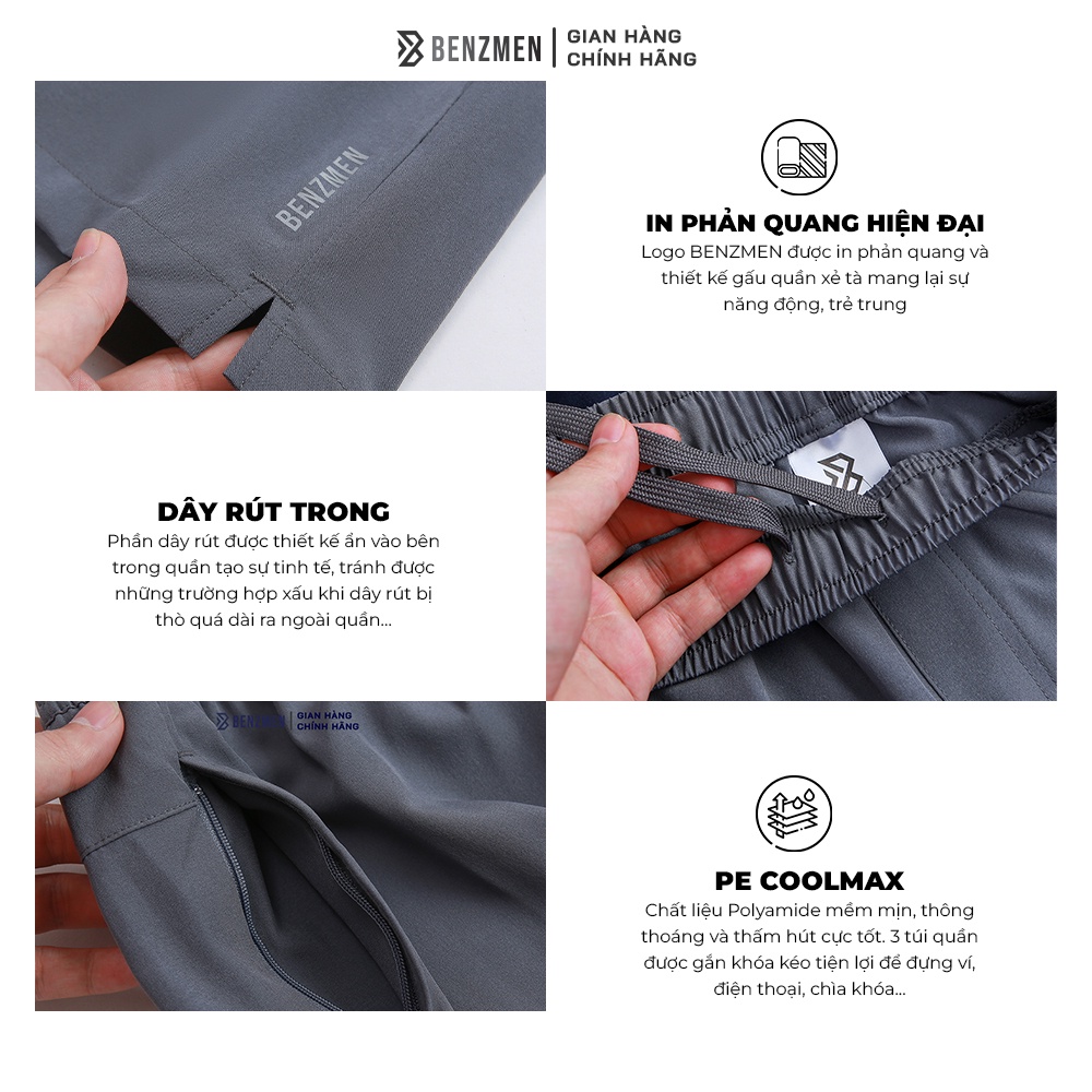 Quần Đùi Short Nam Thể Thao Cao Cấp Benzmen Aristino Chất Vải Gió Cạp Chun Thông Thoáng, Co Giãn Thoải Mái, Dễ Vận Động