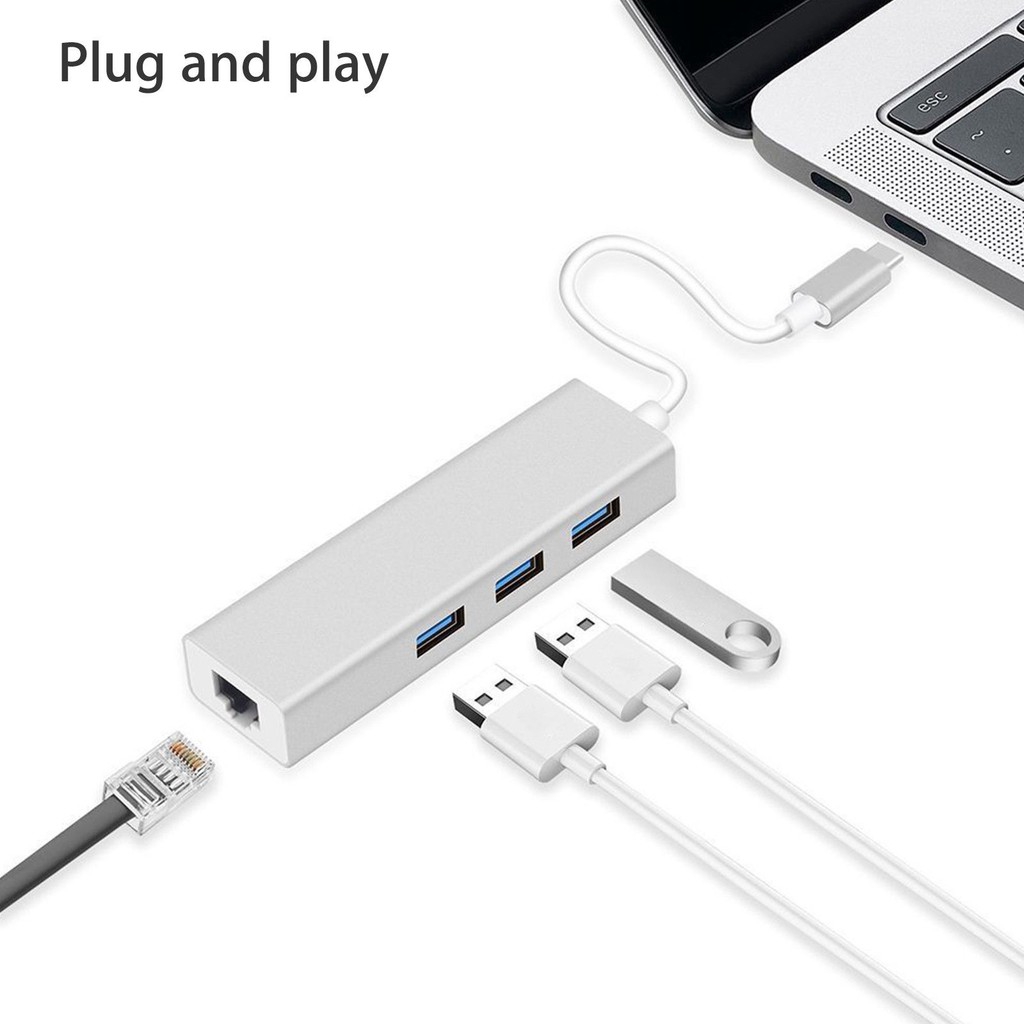 Hub chuyển đổi 4 trong 1 đa năng USB Type-C sang USB Type-A 3.0 và Ethernet | BigBuy360 - bigbuy360.vn