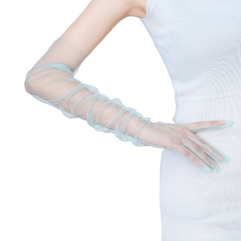 Găng tay vải tuyn màu trơn phong cách vintage thời trang cho nữ