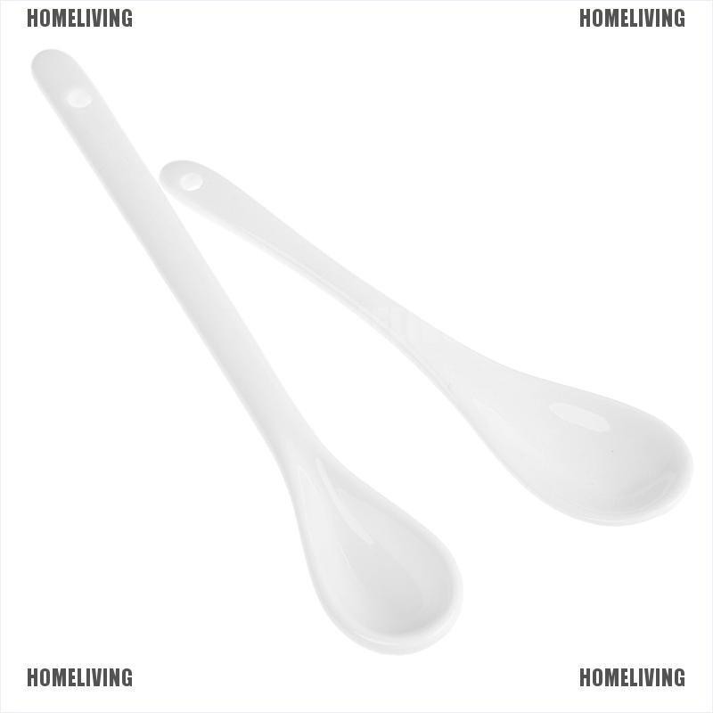 Muỗng Cà Phê / Trà / Tráng Miệng Bằng Sứ Tay Cầm Dài Màu Trắng