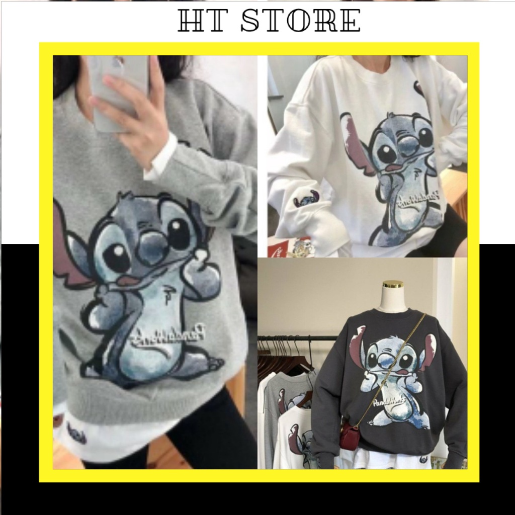 Áo Sweater Nỉ Chuột STITCHH 3 Màu dưới 65kg - Dài Tay Dáng Rộng In Hình G072 - HT STORE
