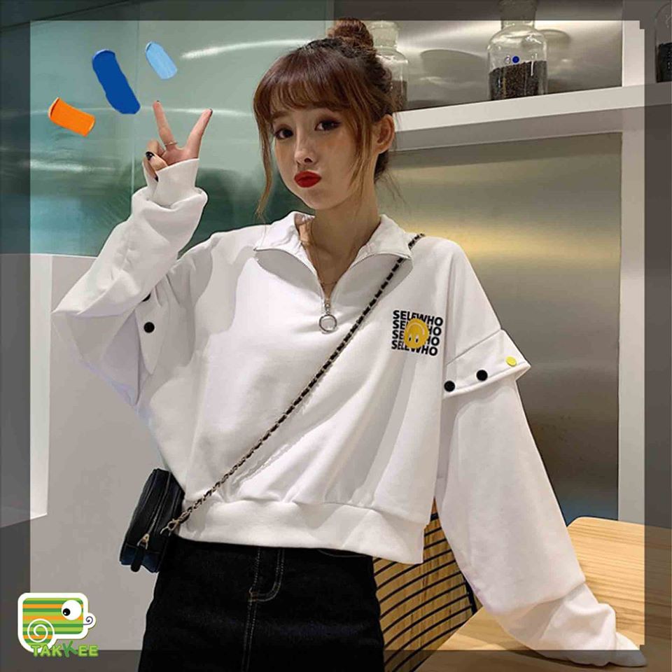 ÁO NỈ THUN ÁO THU ĐÔNG CỔ KHÓA PHONG CÁCH HÀN QUỐC