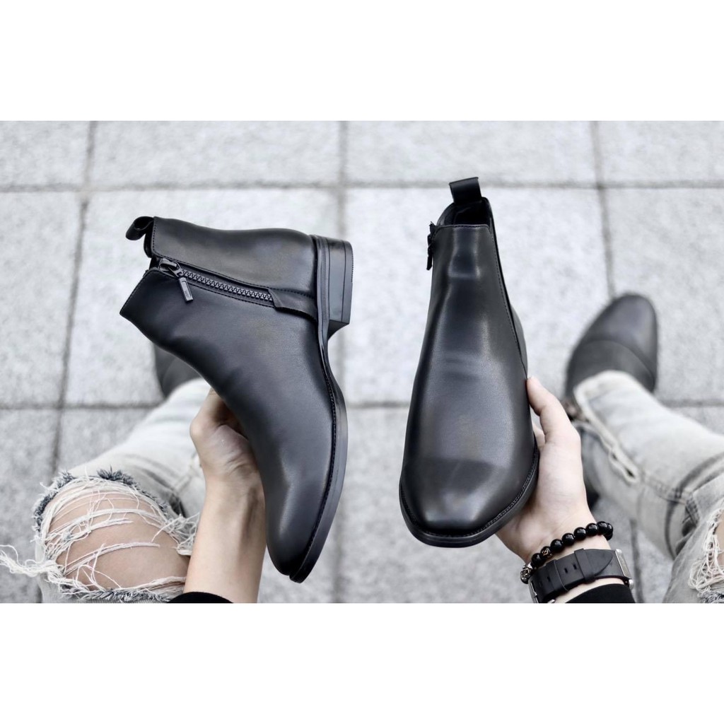 Giày Chelsea boots kéo khoá. [ tặng lót tăng chiều cao]