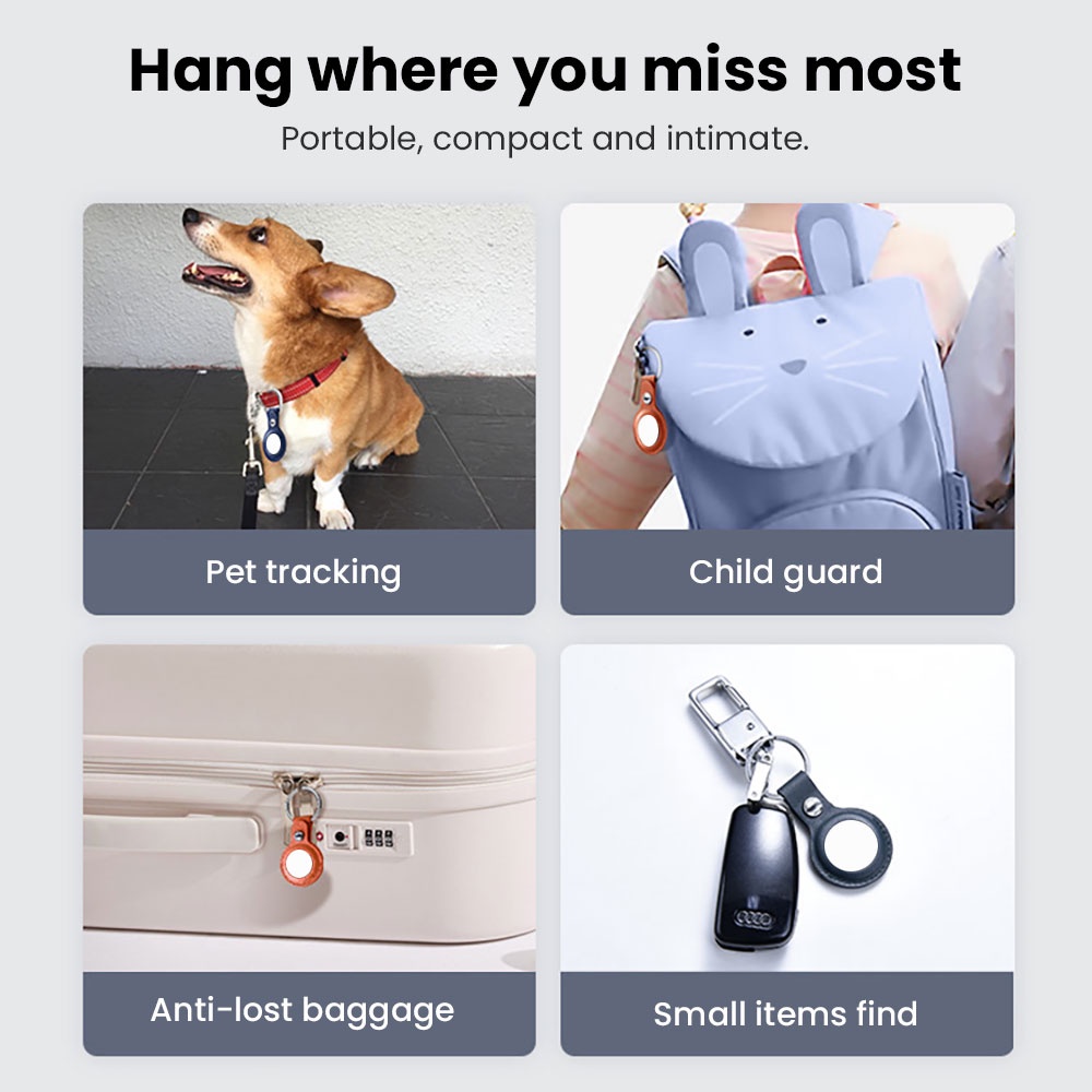 Vỏ Bảo Vệ Airtags Apple Elough Chống Thất Lạc Chất Liệu Da Pu Màu Trơn