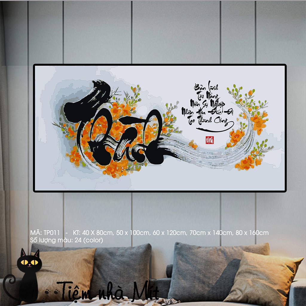 Tranh Sơn Dầu Số Hóa Tự Tô Màu NL ART Chủ Đề Thư Pháp Các Mẫu Đẹp Nhất, Căng Khung Sẵn Kèm Sơn Bóng