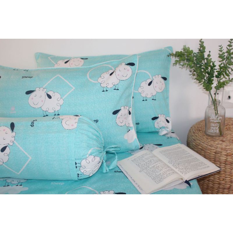 Drap giường cotton màu xanh 4 món