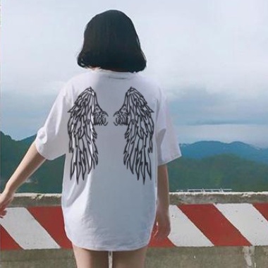 Áo Thun Đôi Unisex Tình Nhân In Đôi Cánh Thiên Thần DLX