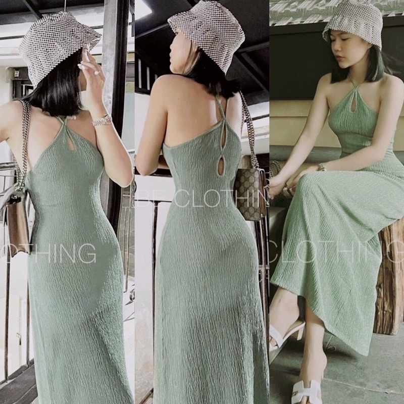 ĐẦM MIDI CỔ YẾM KHOÉT NGỰC