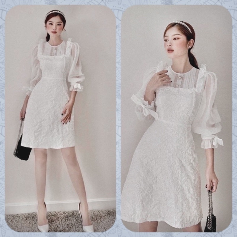 ĐẦM XOÈ TIỂU THƯ DỰ TIỆC- ĐẦM TRẮNG TAY DÀI CAO CẤP