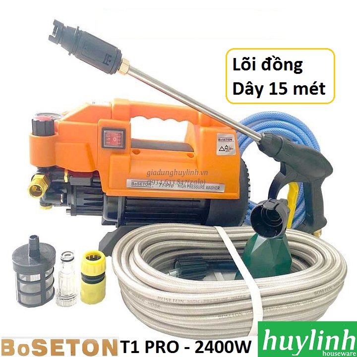 Máy xịt rửa xe Chỉnh Áp BoSeton T1 PRO - 2400W - Tặng béc rửa máy lạnh - Dây 15 mét (Osaka)