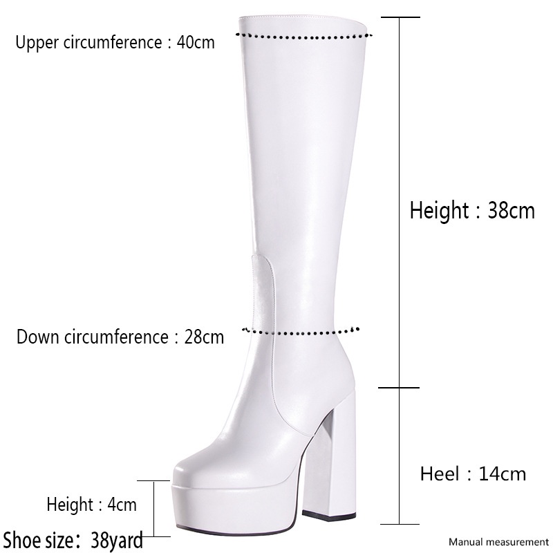 2022 mùa thu đông phong cách mới bốt cao cổ hiệp sĩ bốt sexy phong cách âu mỹ bốt dài ngón chân vuông đế dày-chân đế cao-heeled dày-heeled bên dây kéo bốt thời trang 14cm ultra-cao gót