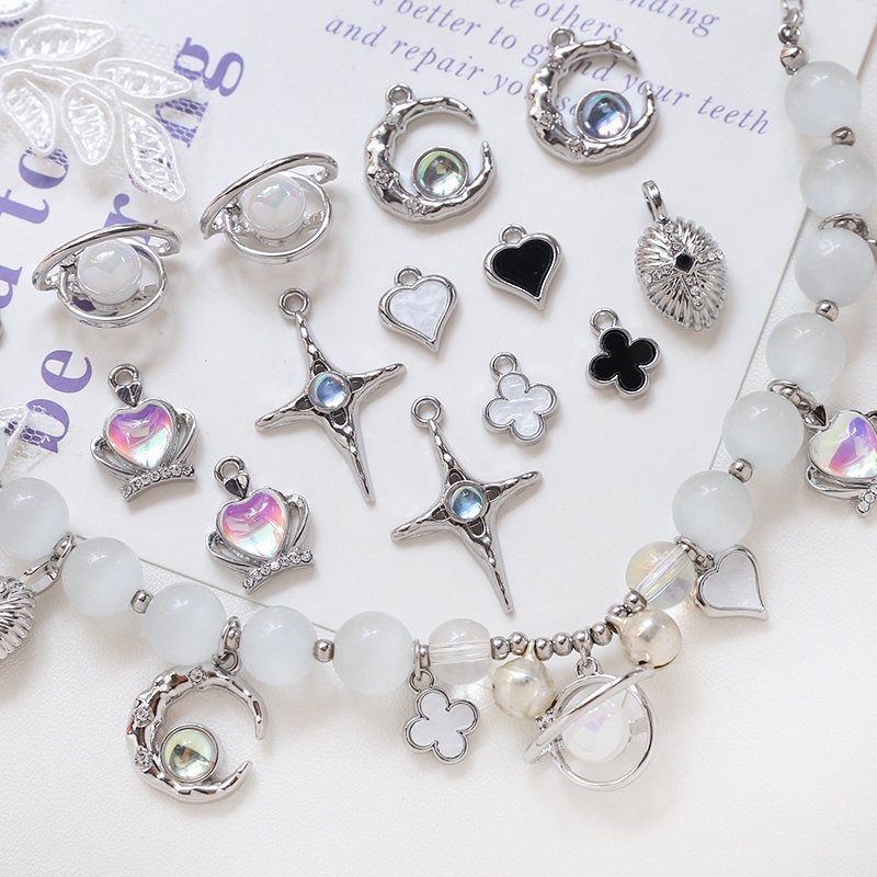Hạt Đá Zircon Nhiều Màu Sắc Hình Hành Tinh Mặt Trăng Dùng Làm Trang Sức Thủ Công DIY