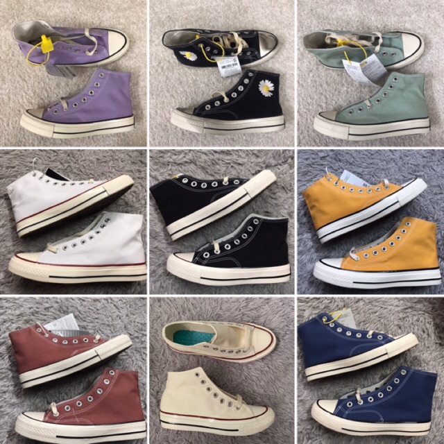 Giày cv , giày ulzzang nữ nam thể thao hàn quốc đế bóng tem đỏ full box phụ kiện