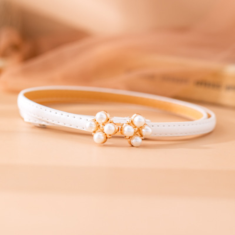 Thắt Lưng Da Pu Phối Ngọc Trai Nhân Tạo Thời Trang Cho Nữ