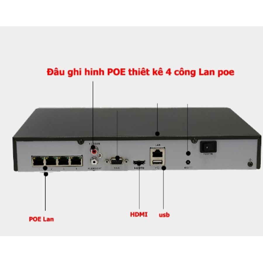 Trọn bộ 4 Camera IP POE Full HD 3MP ghi hình 2K có míc thu âm siêu nhạy và đầu ghi hình IP công nghệ POE+ ổ cứng 500G