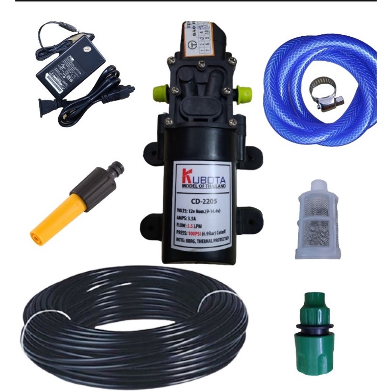 Bộ máy bơm tăng áp mini Kubota 12v  rửa xe, tưới cây, làm sạch nhà cửa, sân vườn